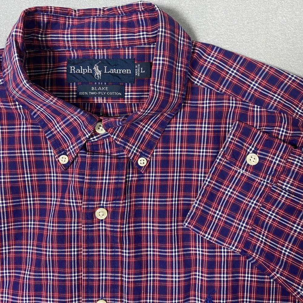 Polo Ralph Lauren Blake Button Down Men's Large Red And Blue Long Sleeve‎